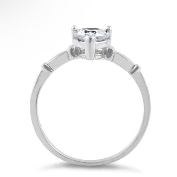 Sterling Silver Heart Cut CZ Engagement Ring Romantic Twist Design New - Picture 3 of 5